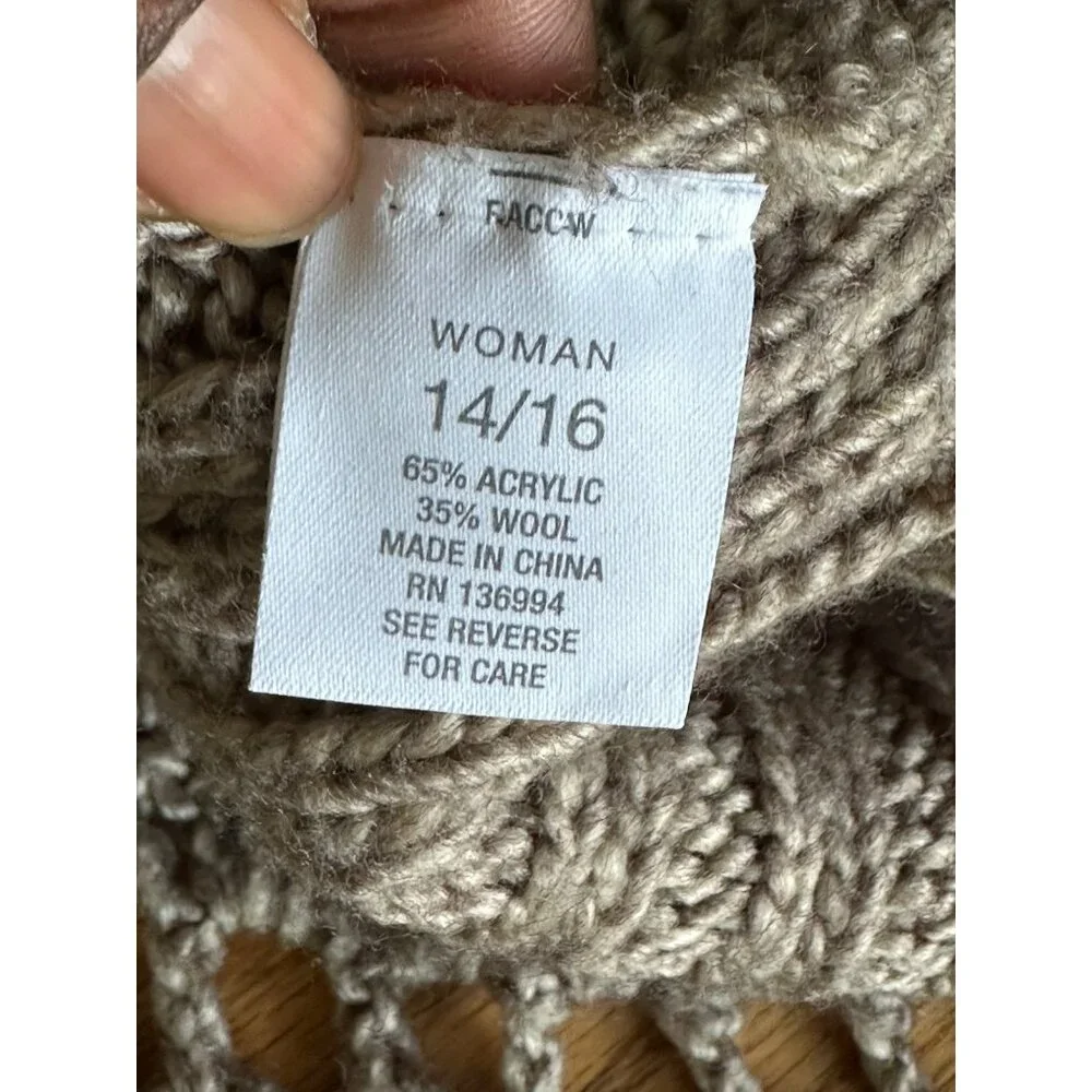 Roz & Ali Womens Crochet Knit Floral Vest 14/16 Wool Blend Sleeveless Open Front - Picture 5 of 10